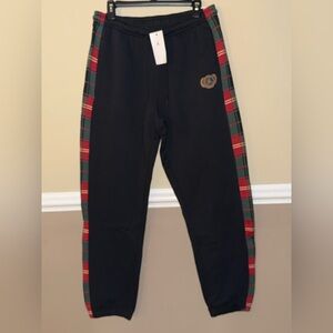 Jordan Brooklyn Fleece Jogger Pants Black with Red/Green Plaid Women’s Large
